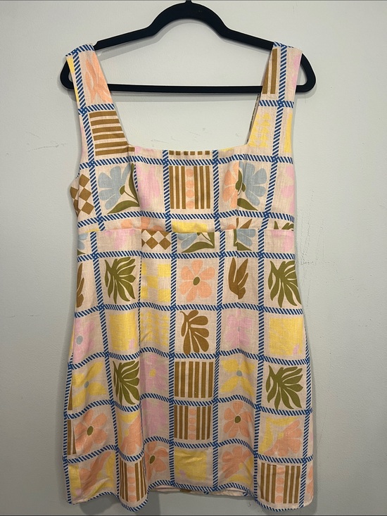 Lulus Dresses & Skirts - Lulu's Square-Neck Patchwork Mini Dress in Pink, Yellow & Olive- NWOT Women’s XL